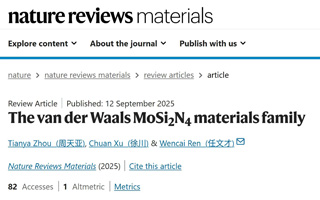 金属所在Nature Reviews Materials发表其开创的MoSi2N4材料家族的综述论文